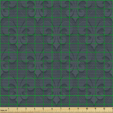 Moda Parça Kumaş Çapraz Çizgili Zeminde Gotik Zambak Çiçekleri