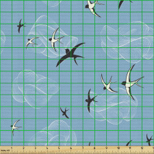 Kuşlar Parça Kumaş Sade Fon Üzerine Tekrarlanmış Uçan Martılar