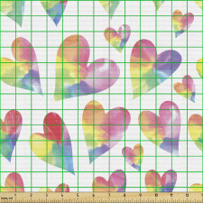 Sevgi Parça Kumaş Sulu Boyayla Yapılmış Tekrarlanan Kalpler