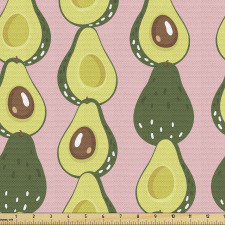 Meyve Parça Kumaş Parlak Çekirdekleri ile Avokado Çizimleri
