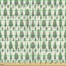 Botanik Parça Kumaş Tekrarlanmış Gölgeli Ağaçların Çizimleri