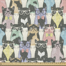 Hipster Parça Kumaş Gözlüklü Kediler