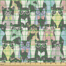 Hipster Parça Kumaş Gözlüklü Kediler