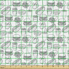 Gıda Parça Kumaş Kara Kalem Çizimi Hamburger Patates Kızartması