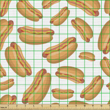 Gıda Parça Kumaş Düz Zeminde Tekrarlayan Sosisli Çizimli Afiş