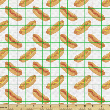 Gıda Parça Kumaş Çapraz Düzenli Hardal Soslu Sosisli Çizimi