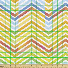 Geometrk Parça Kumaş Sarı Ağırlıklı Zik Zak Çizgili Çalışma