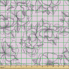 Bitki Parça Kumaş Pastel Tonlu Zeminde Karalama Detaylı Güller