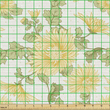 Bitki Parça Kumaş Noktalı Zeminde Sonbahar Çiçekleri Görseli