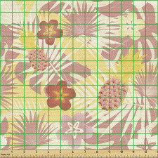 Bitki Parça Kumaş Hawaii Çiçekleri Temalı Egzotik İllüstrasyon