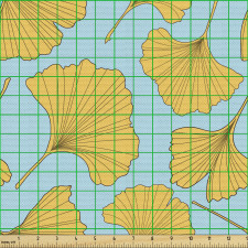 Bitki Parça Kumaş Tekrarlayan Güzel Ginkgo Yaprakları Çizimleri
