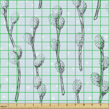 Canlı Parça Kumaş Puantiyeli Zeminde Doğal Bitki Çizimli Görsel