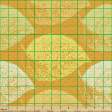 Bitki Parça Kumaş Sarı Zeminde Karalama Detaylı Yaprak Çizimi