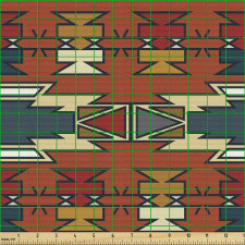 Geometrik Parça Kumaş Aztek Kültürüne Ait Şekilli Etnik Çalışma