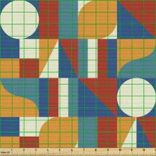 Geometrik Parça Kumaş Rengarenk Fon Üzerindeki Çeşitli Şekiller