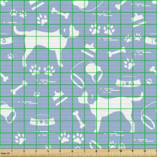 Hayvanlar Parça Kumaş Mavi Fon Üzerinde Beyaz Köpekler Desenli