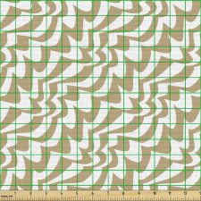 Geometrik Parça Kumaş Bej Zeminde Tekrarlayan Eğri Çizgiler
