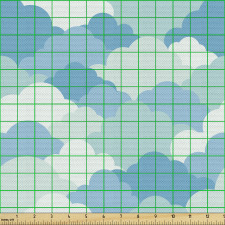Gökyüzü Parça Kumaş Tekrarlayan Sıralı Renkli Bulut Çizimleri