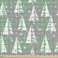 Yılbaşı Parça Kumaş Gri Fonda Üçgen Şeklinde Noel Ağacı Çizimi