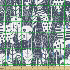 Kış Parça Kumaş Çeşitli Desenlerle Süslü Karlı Ağaç Şekilleri