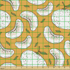 Karalama Parça Kumaş Sade ve Basit Çizim ile Mandalina Dilimi