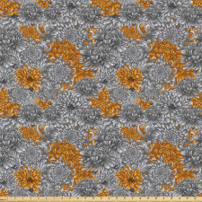 Bitki Mikrofiber Parça Kumaş Karakalem ve Renklendirilen Kasımpatı Çiçeği
