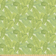 Botanik Mikrofiber Parça Kumaş Yeşil Çizgili Palmiye Ağacı Yaprakları