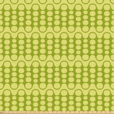 Soyut Mikrofiber Parça Kumaş Yeşil Daireler Desenli Geometrik Dizaynlı