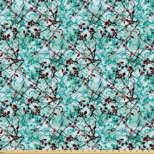 Floral Mikrofiber Parça Kumaş Mavi Fon Üzerindeki Kahverengi Yapraklar