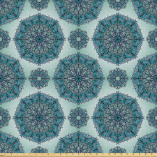 Etnik Mikrofiber Parça Kumaş Mandala Görünümlü Mozaik Yuvarlak Bohem Stil