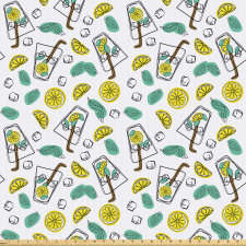 Yaz Mikrofiber Parça Kumaş Taze Limonata Bardakları Limon Dilimleri Çizimi