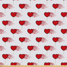 Romantik Mikrofiber Parça Kumaş Büyük Kırmızı Kalpli Lolipop Şekeri Deseni