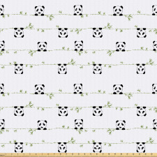 Doğa Mikrofiber Parça Kumaş Bambulu Dal Şeritleri Üzerinde Panda Desenleri
