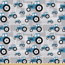 Araba Mikrofiber Parça Kumaş Karikatür Dizaynlı Tekrarlı Traktör Motifi