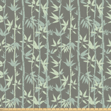 Floral Mikrofiber Parça Kumaş Vintage Stil Bambu Yaprakları Desenli