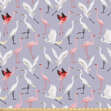 Kuş Mikrofiber Parça Kumaş Egzotik Tropikal Leylek Flamingo Balıkçıllar 