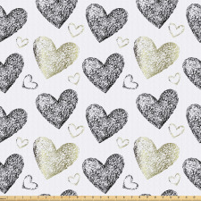 Sevgililer Günü Mikrofiber Parça Kumaş El Çizimi Karalama Kalp Motifleri