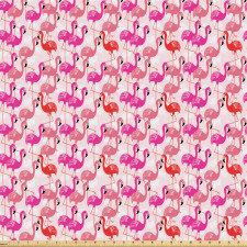 Hayvan Mikrofiber Parça Kumaş Pembe ve Nar Çiçeği Renginde Flamingolar