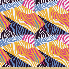 Hayvan Mikrofiber Parça Kumaş Karışık Renkli Zebra Derisi Desenli Yamalı
