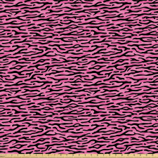 Hayvan Mikrofiber Parça Kumaş Pembe ve Siyah Zebra Cildi Desenli Çizgili