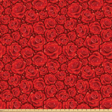 Çiçek Mikrofiber Parça Kumaş Devamlı Romantik Kırmızı Gül Damla Desenleri 