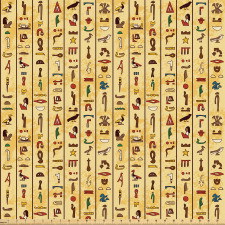Mısır Mikrofiber Parça Kumaş Antik Medeniyetin Sembollü Duvar Yazıları