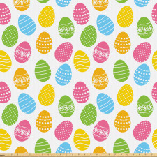 Paskalye Mikrofiber Parça Kumaş Canlı Renklerde Desenli Yumurta Tasvirleri