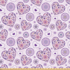 Romantik Mikrofiber Parça Kumaş Çiçek Motifleriyle Döşeli Kalp Sembolleri