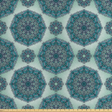Etnik Saten Parça Kumaş Mandala Görünümlü Mozaik Yuvarlak Bohem Stil