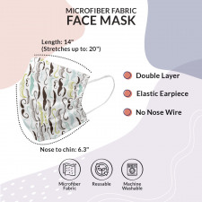 Mustache Face Mask Pastel Color Sketched Form