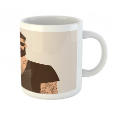 Tattooed Hipster Cartoon Mug