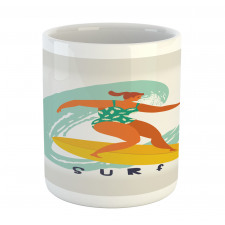 Woman Surfer on the Waves Art Mug