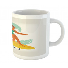 Woman Surfer on the Waves Art Mug