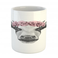 Cow with Roses Wreath Mug